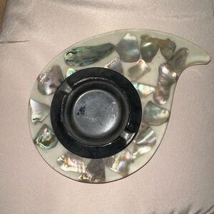 Vintage 60s ashtray, lucite abalone tear drop ashtray, 1960s living room decor